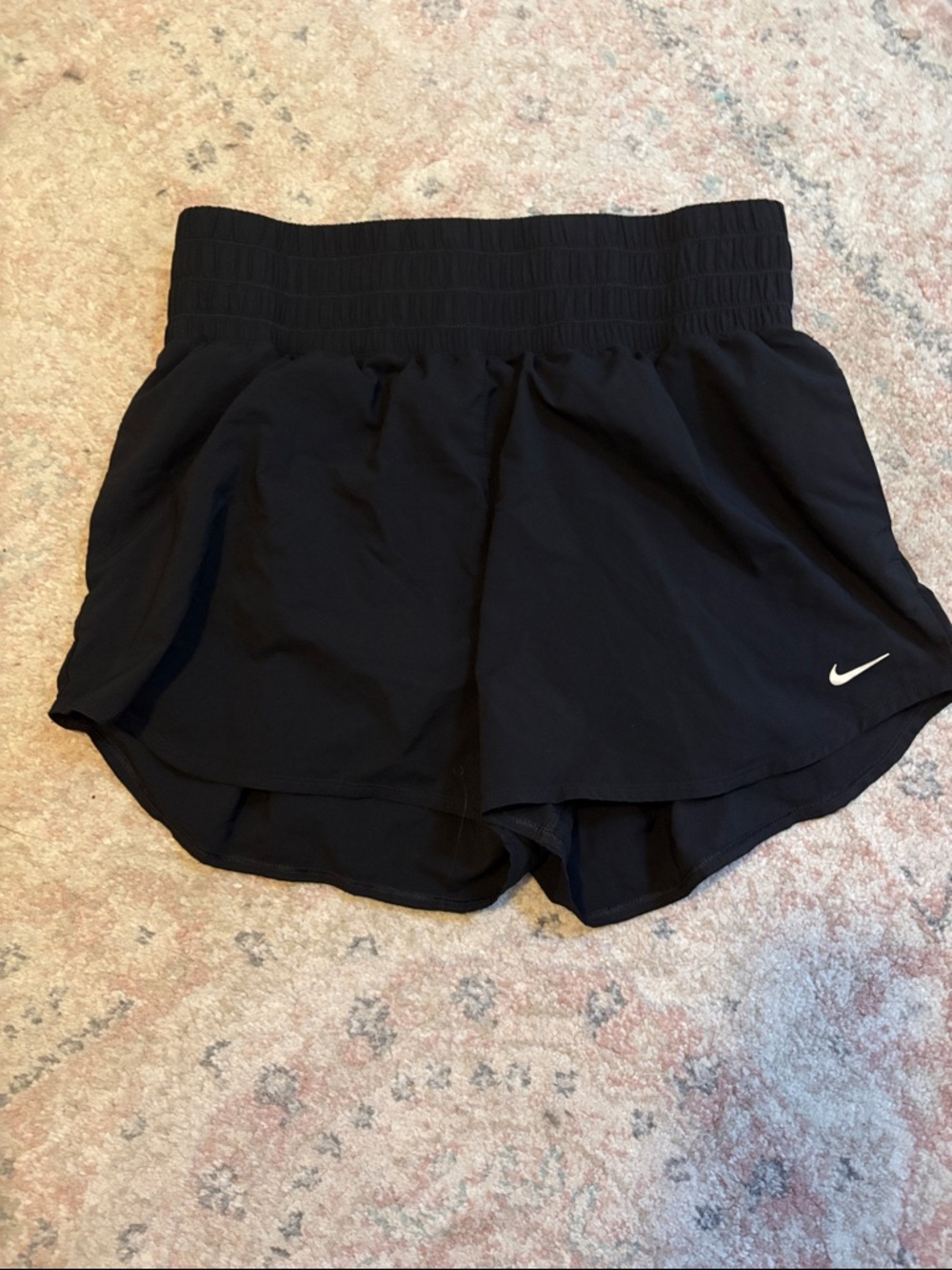 Nike Black Split-Hem Athletic Running Shorts with Smocked Waistband